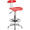 Vibrant Cherry Tomato and Chrome Drafting Stool with Tractor Seat - Flash Furniture