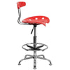 Vibrant Cherry Tomato and Chrome Drafting Stool with Tractor Seat - Flash Furniture