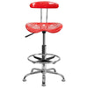 Vibrant Cherry Tomato and Chrome Drafting Stool with Tractor Seat - Flash Furniture