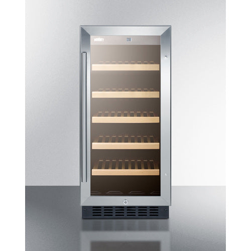 15'' Wide ADA Compliant Wine Cellar , With Digital Controls, Front Lock, LED Lighting, And Stainless Steel Wrapped Cabinet - ALWC15CSS Summit