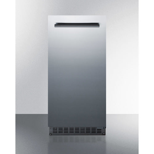 15'' Wide 62 Lb. Built-In Undercounter Commercially Listed Indoor/Outdoor Clear Icemaker With Gravity Drain And Complete Stainless Steel Exterior Finish - BIM68OSGDR Summit