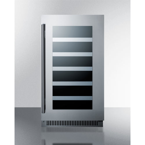 18'' Wide Built-In Wine Cellar With Seamless Stainless Steel Trimmed Glass Door - CL18WC Summit Classic