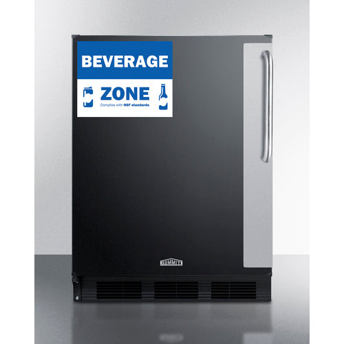 Commercial 5.5 Cu.Ft. Beverage Zone Refrigerator With Stainless Steel Handle - FF6BK7BZLHD Summit Commercial