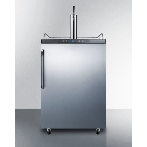 Freestanding Commercially Listed Beer Dispenser, Auto Defrost With Digital Thermostat, Stainless Steel Door, Towel Bar Handle, And Black Cabinet - SBC635M7SSTB Summit Commercial