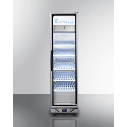 Commercial Glass Door Beverage Center In Slim Fit With Stainless Steel Interior & Exterior, Right Hand Door Swing - SCR1104RH Summit Commercial