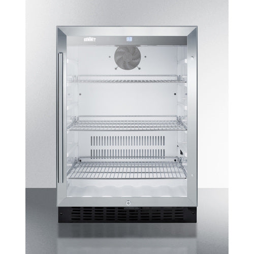 Built-In Undercounter Glass Door Beverage Refrigerator With Digital Controls, Lock, And Black Cabinet - SCR2464 Summit