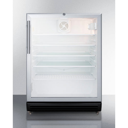 Commercial 5.5 Cu.Ft. Beverage Center On 1'' High Casters With Stainless Steel Work Surface And Front Lock - SCR600BGLMBL Summit Commercial