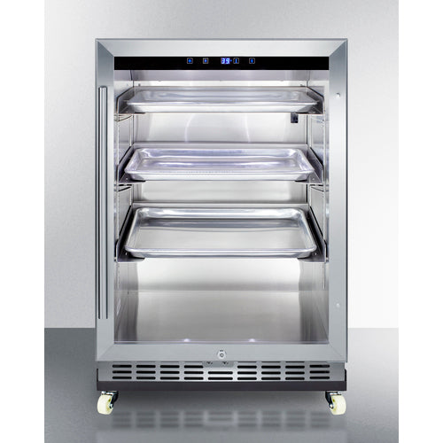 Commercial Outdoor Mini Reach-In Beverage Center With Glass Door, Stainless Steel Cabinet, And Dolly - SCR611GLOSRI Summit Commercial