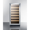 15'' Wide Wine Cellar , With Stainless Steel Wrapped Cabinet, Glass Door, And Lock - SWC1535BCSS Summit