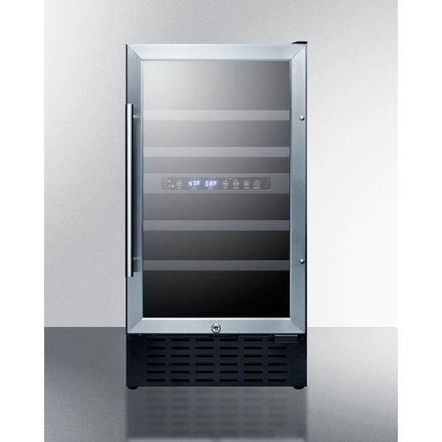 18'' Wide Dual Zone Wine Cellar , With Digital Controls, Lock, And LED Lighting - SWC182ZCSS Summit