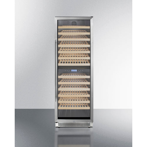 Upright Dual Zone Wine Cellar With Glass Door, Digital Thermostat, And Stainless Steel Cabinet - SWC1966BCSS Summit