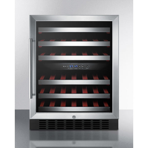 Dual Zone Built-In Wine Cellar With Digital Thermostat, Stainless Steel Trimmed Shelves, And Stainless Steel Wrapped Cabinet - SWC530BLBISTCSS Summit