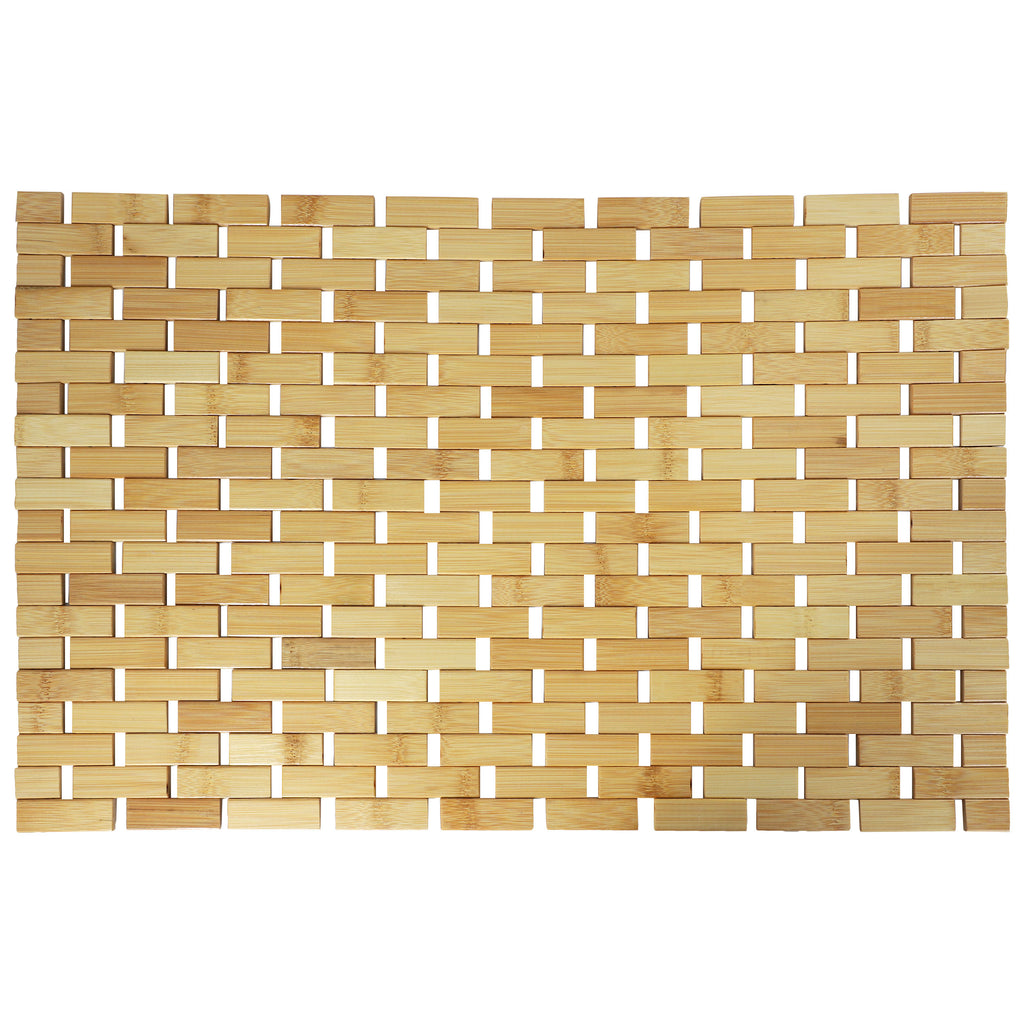 Megachef MegaChef Bamboo Wood 16.25 x 24.5 Inch Rectangle Bathroom Mat