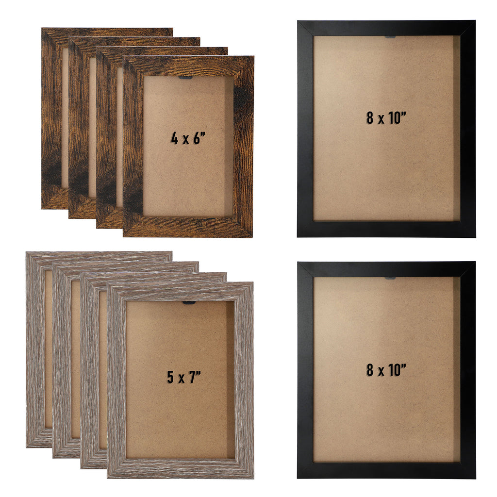 Megachef MegaChef 10 Piece Assorted Wood Picture Frame Set in Black and Brown
