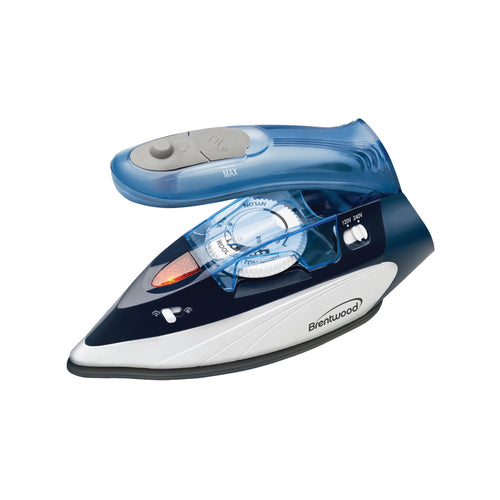 Brentwood  1100 Watt Dual Voltage Nonstick Travel Iron with Steam in Blue