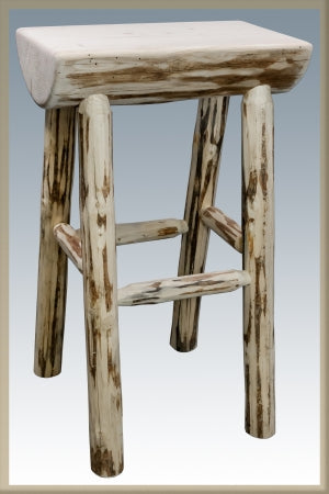 Montana Woodworks MWBNHLV Barstool- Half Log-No Back-Montana Collection-Lacquered