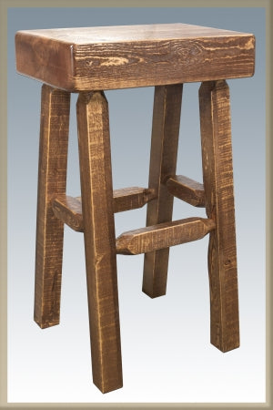 Montana Woodworks MWHCBNHLSL Barstool- Half Log-No Back-Homestead Collection