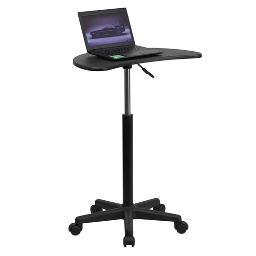 Black Sit to Stand Mobile Laptop Computer Desk - Flash Furniture