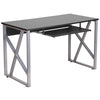 Black Computer Desk with Pull-Out Keyboard Tray and Cross-Brace Frame - Flash Furniture
