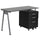 Black Glass Computer Desk with Three Drawer Pedestal - Flash Furniture