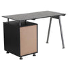 Black Glass Computer Desk with Three Drawer Pedestal - Flash Furniture