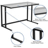 Glass Desk with Black Pedestal Metal Frame - Flash Furniture