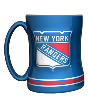 New York Rangers Coffee Mug 14oz Sculpted Relief Team Color - Logo Brands
