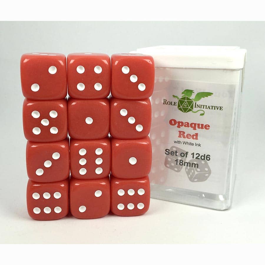 Role 4 Initiative Llc -  12D6 Pips - 12Ct Dice Set: 18Mm D6: Opaque Red With White