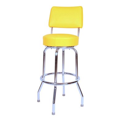 Richardson Seating Corp 1957YEL 1957- 30 in. Floridian Swivel Bar Stool- Yellow-  - Chrome