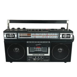 Supersonic Super Sonic Retro 4 Band Radio Speaker &amp; Cassette Player With Bluetooth in Black
