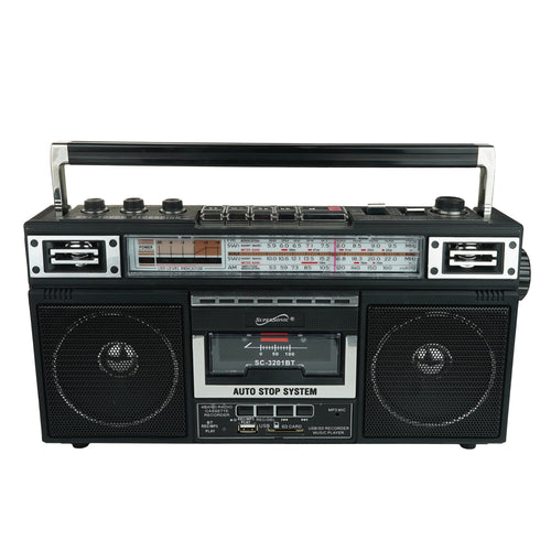 Supersonic Super Sonic Retro 4 Band Radio Speaker & Cassette Player With Bluetooth in Black
