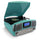 Trexonic Refurbshied  Retro Wireless Bluetooth, Record and CD Player in Turquoise - Factory Reconditioned
