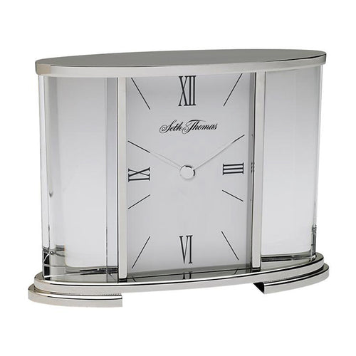 Seth Thomas  Silver Glass Carriage Table Clock
