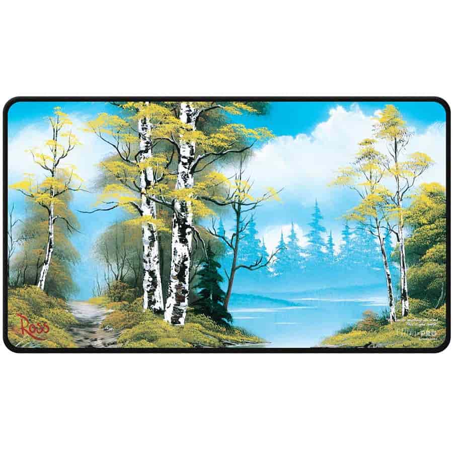 Ultra Pro: Bob Ross Lakeside Path: Black-Stitched Playmat Pre-Order