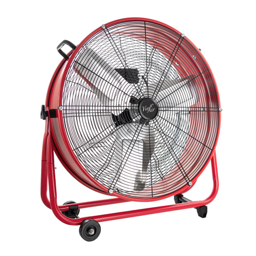 Vie Air  24 Inch Commercial Floor Drum Fan in Red