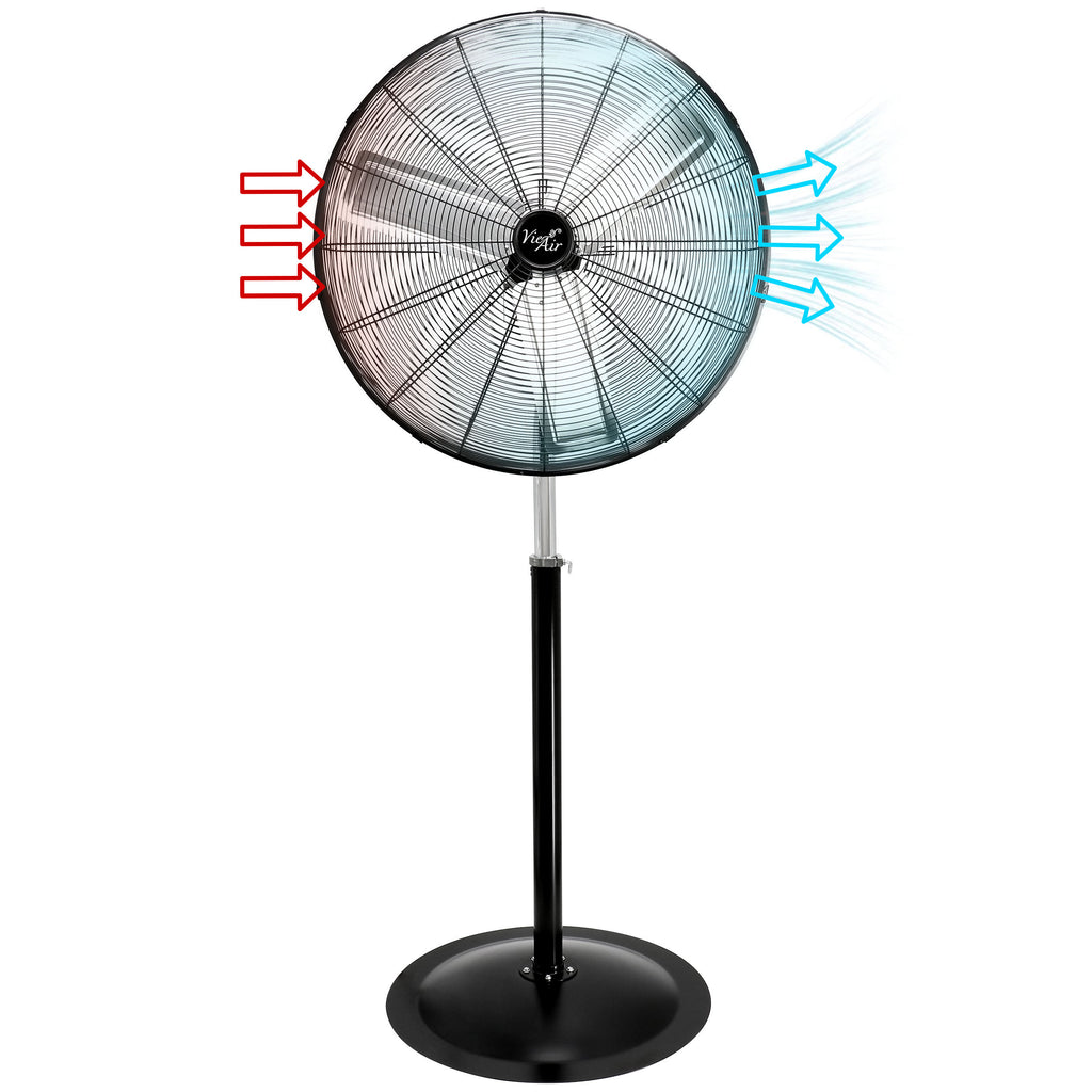 Vie Air  30 Inch Industrial Heavy Duty Pedestal Oscillating Metal Stand Fan