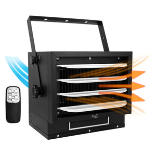 Vie Air  7500W Portable Hard-Wire Installation Garage Heater With Remote and Vertical and Horizontal Air Flow in Black