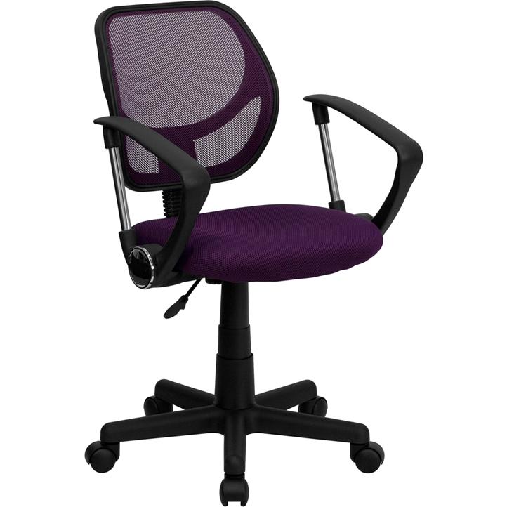 Low Back Purple Mesh Swivel Task Office Chair with Arms - Flash Furniture