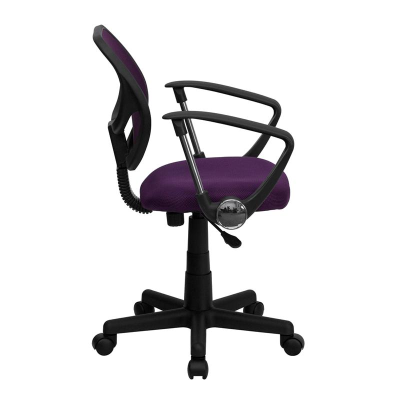 Low Back Purple Mesh Swivel Task Office Chair with Arms - Flash Furniture