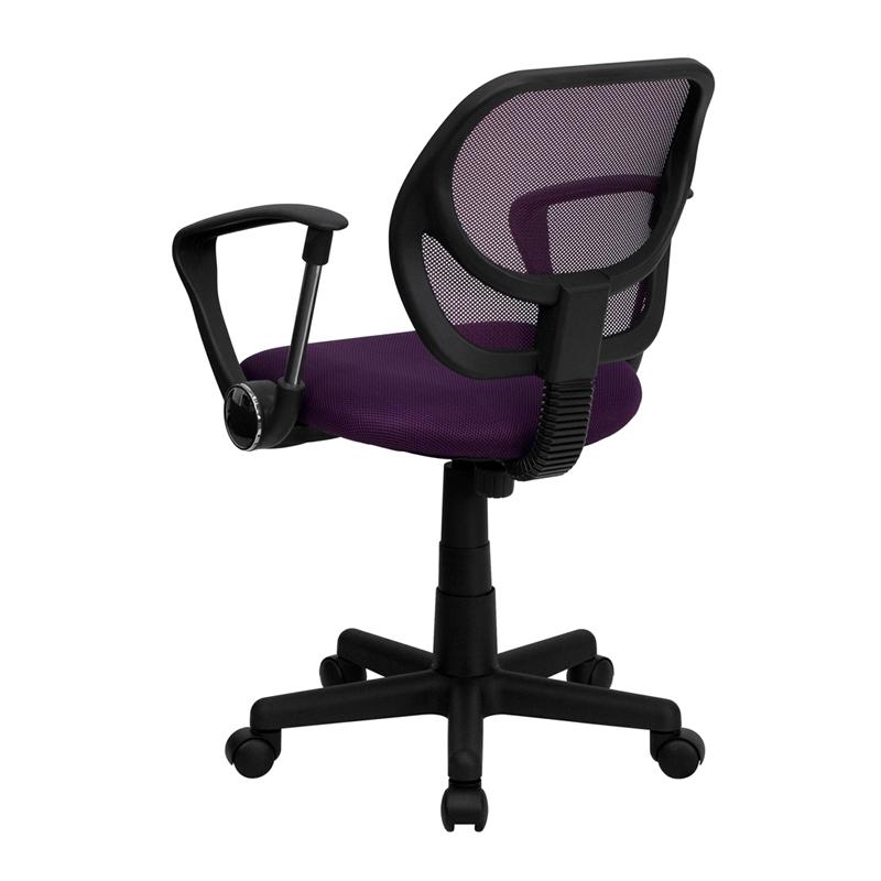 Low Back Purple Mesh Swivel Task Office Chair with Arms - Flash Furniture