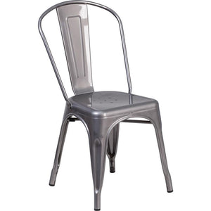 Clear Coated Metal Indoor Stackable Chair - Flash Furniture
