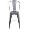 24'' High Clear Coated Indoor Counter Height Stool with Back - Flash Furniture