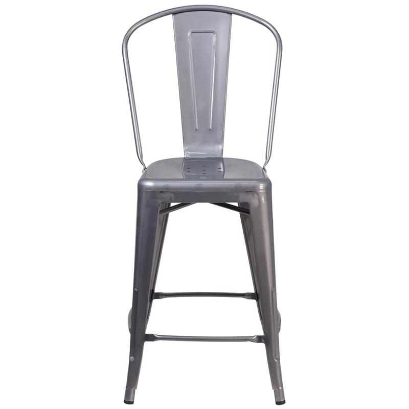 24'' High Clear Coated Indoor Counter Height Stool with Back - Flash Furniture