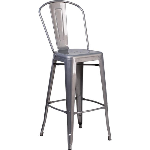 30'' High Clear Coated Indoor Barstool with Back - Flash Furniture